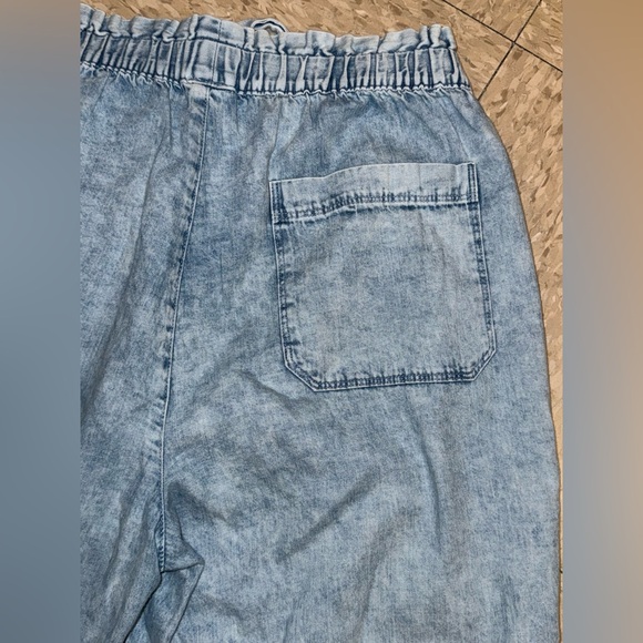 aerie DreamSoft High Rise Denim Joggers with Paperbag Waist in Vintage Blue L - Picture 12 of 13